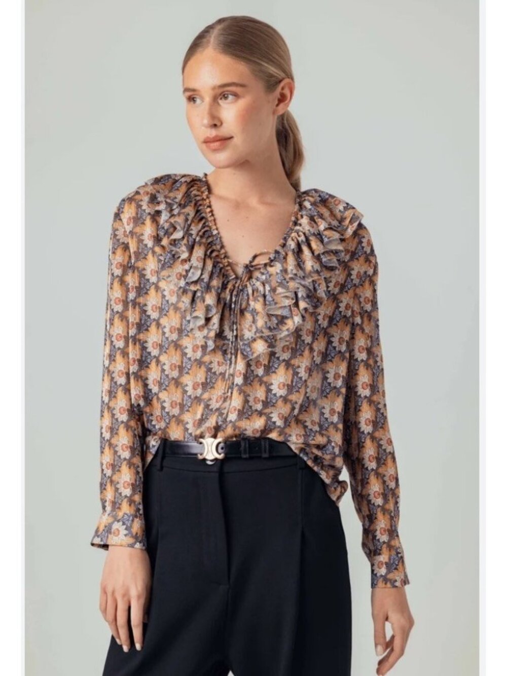 SUNDAY By WeAreSundays Size Medium Rumi Harvest Floral Long Sleeve Blouse Top